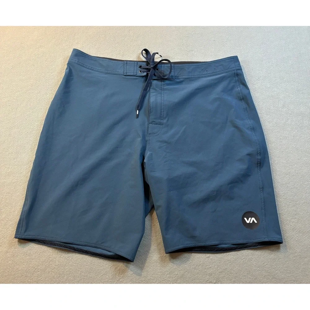 RVCA Board Shorts Mens 36 Blue 4-Way Performance Stretch Swim Trunks ME117VAT